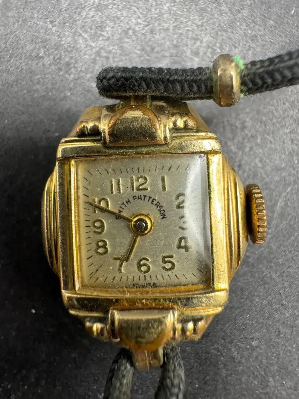 Vtg Smith Patterson Mechanical Art Deco Gold Tone Women's Watch Cord Band